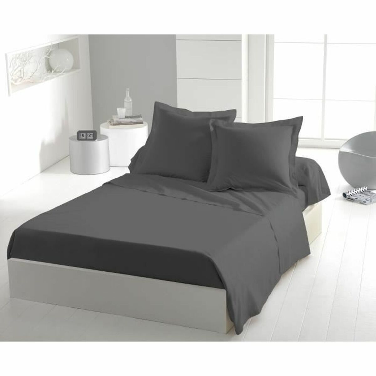 Bedding set HOME LINGE PASSION Flat sheet Grey Single bed 180 x 290 cm-0