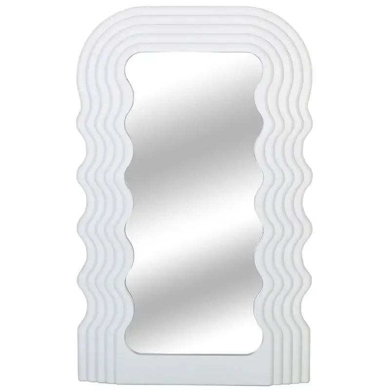 Aesthetic Wall Mounted Mirror With Wave Pattern Frame-0