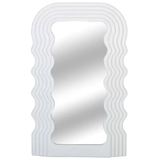 Aesthetic Wall Mounted Mirror With Wave Pattern Frame-0