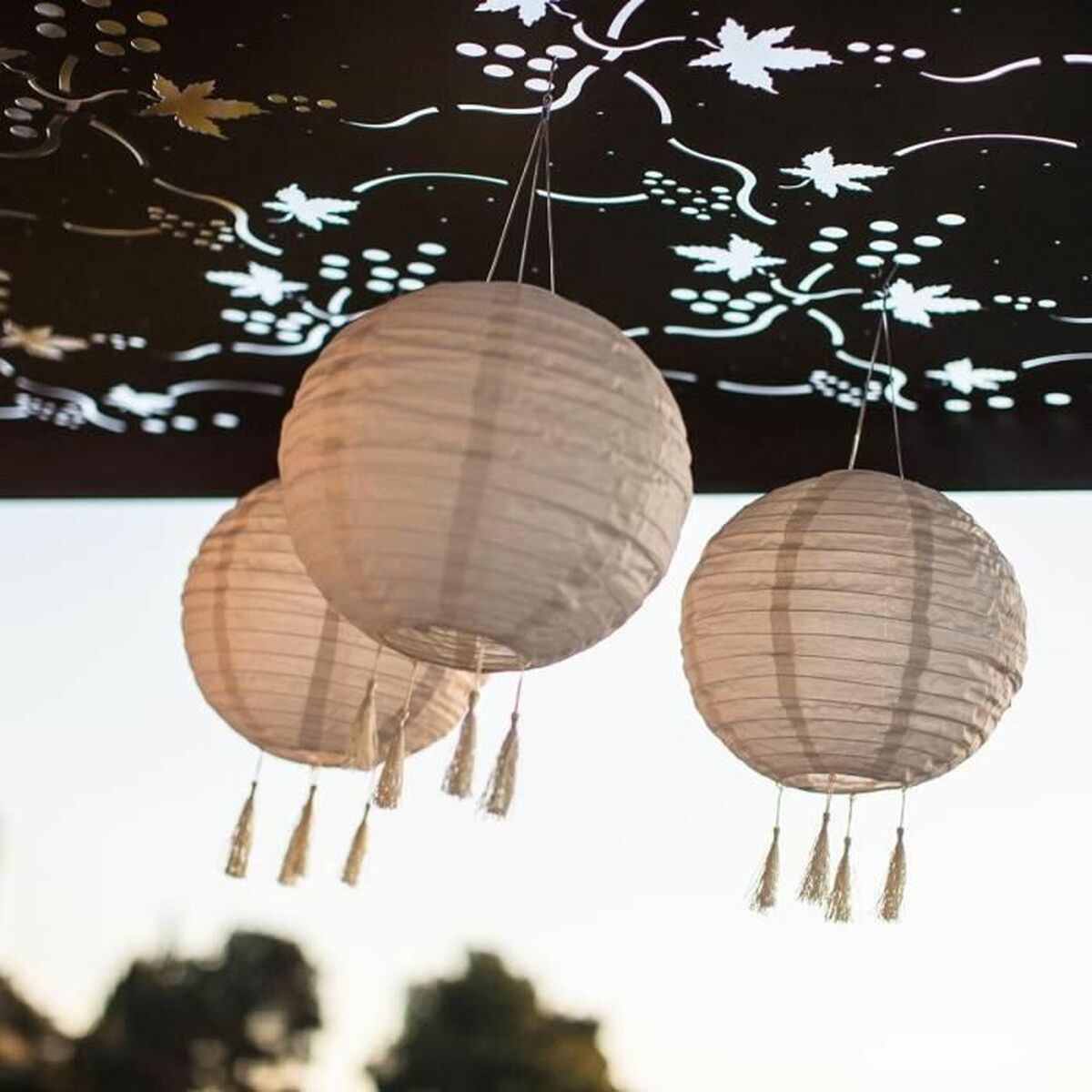 Lantern set Lumisky HIMALAYA Beige Ø 30 cm 3 Pieces-3