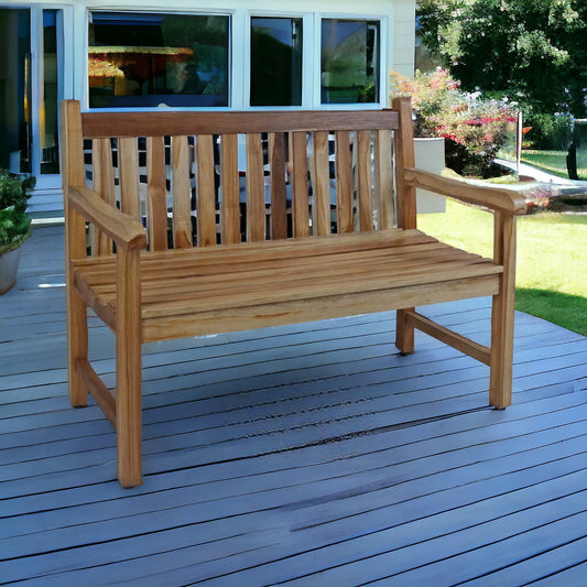 26" Natural Teak Solid Wood Garden Bench-1