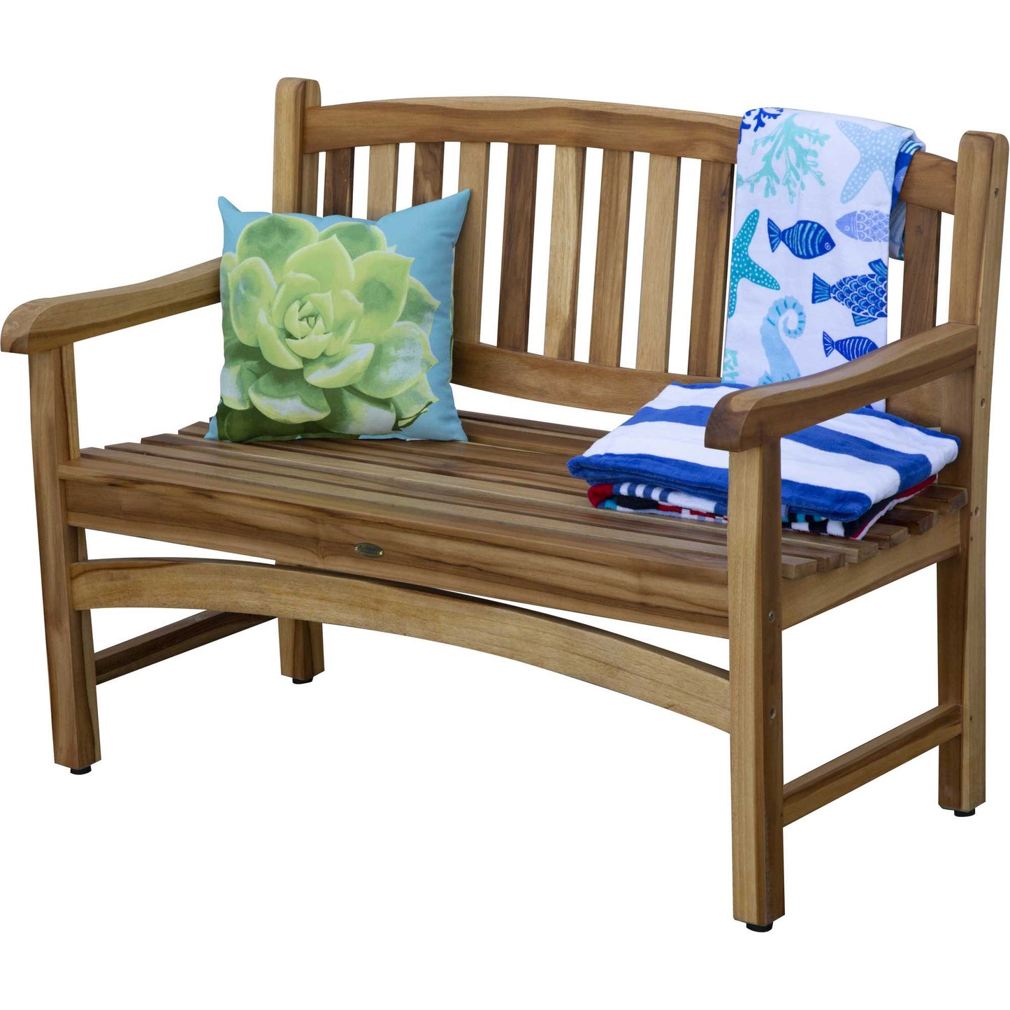 26" Natural Teak Solid Wood Garden Bench-6