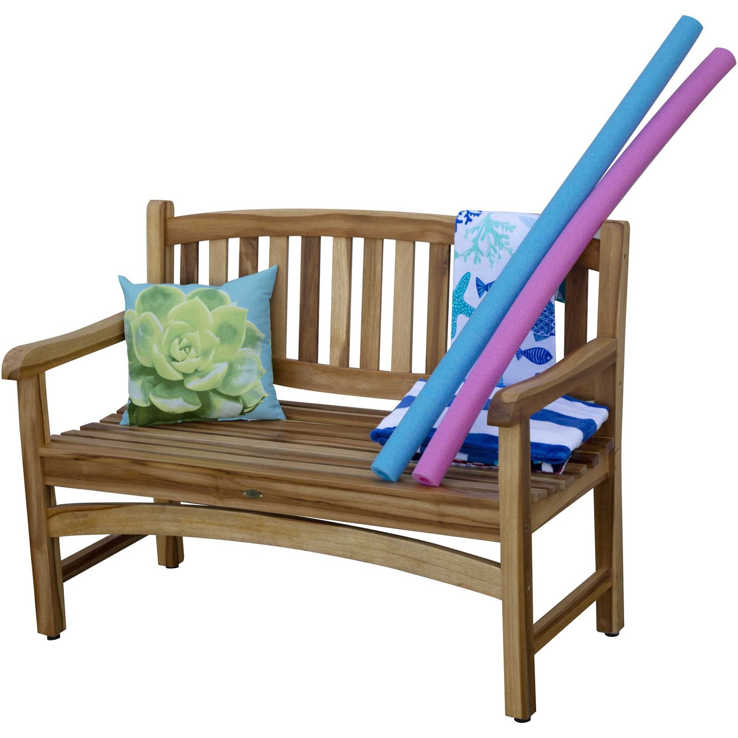 26" Natural Teak Solid Wood Garden Bench-5