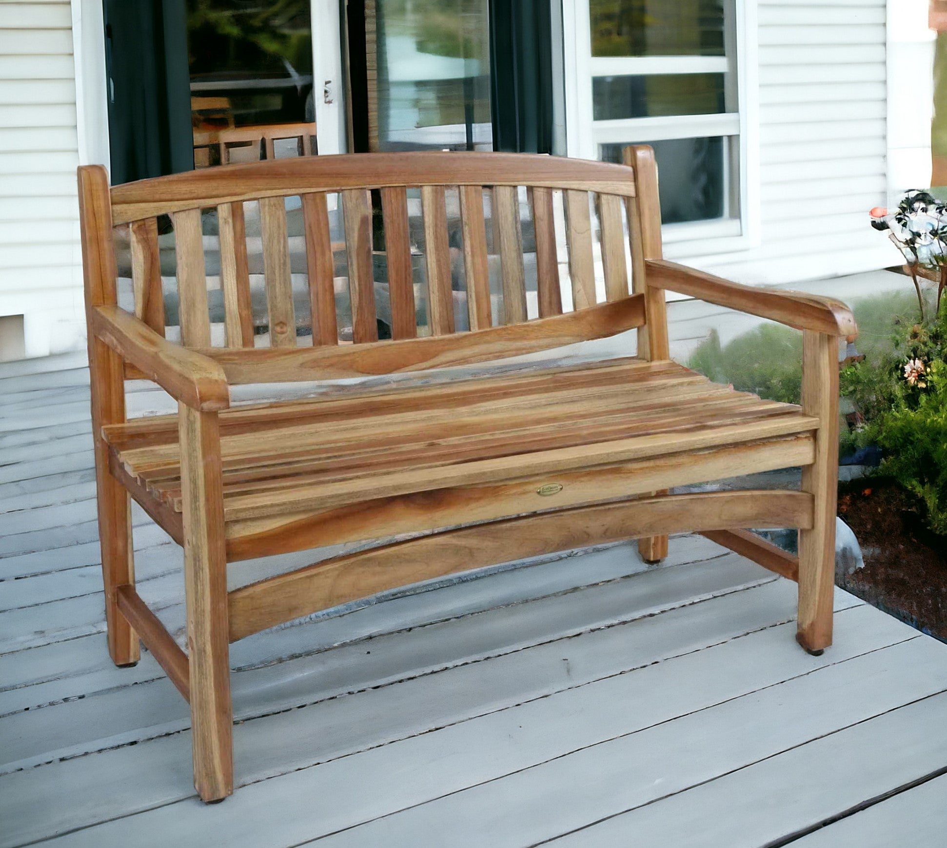 26" Natural Teak Solid Wood Garden Bench-1