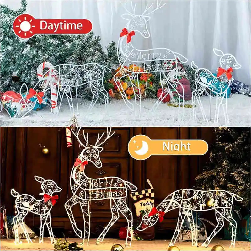 NNEOBA Iron Reindeer Christmas Garden Decor with LED Lights (3PCS )-3