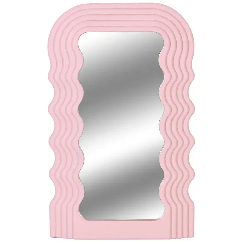 Aesthetic Wall Mounted Mirror With Wave Pattern Frame-1