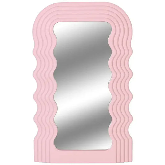 Aesthetic Wall Mounted Mirror With Wave Pattern Frame-1