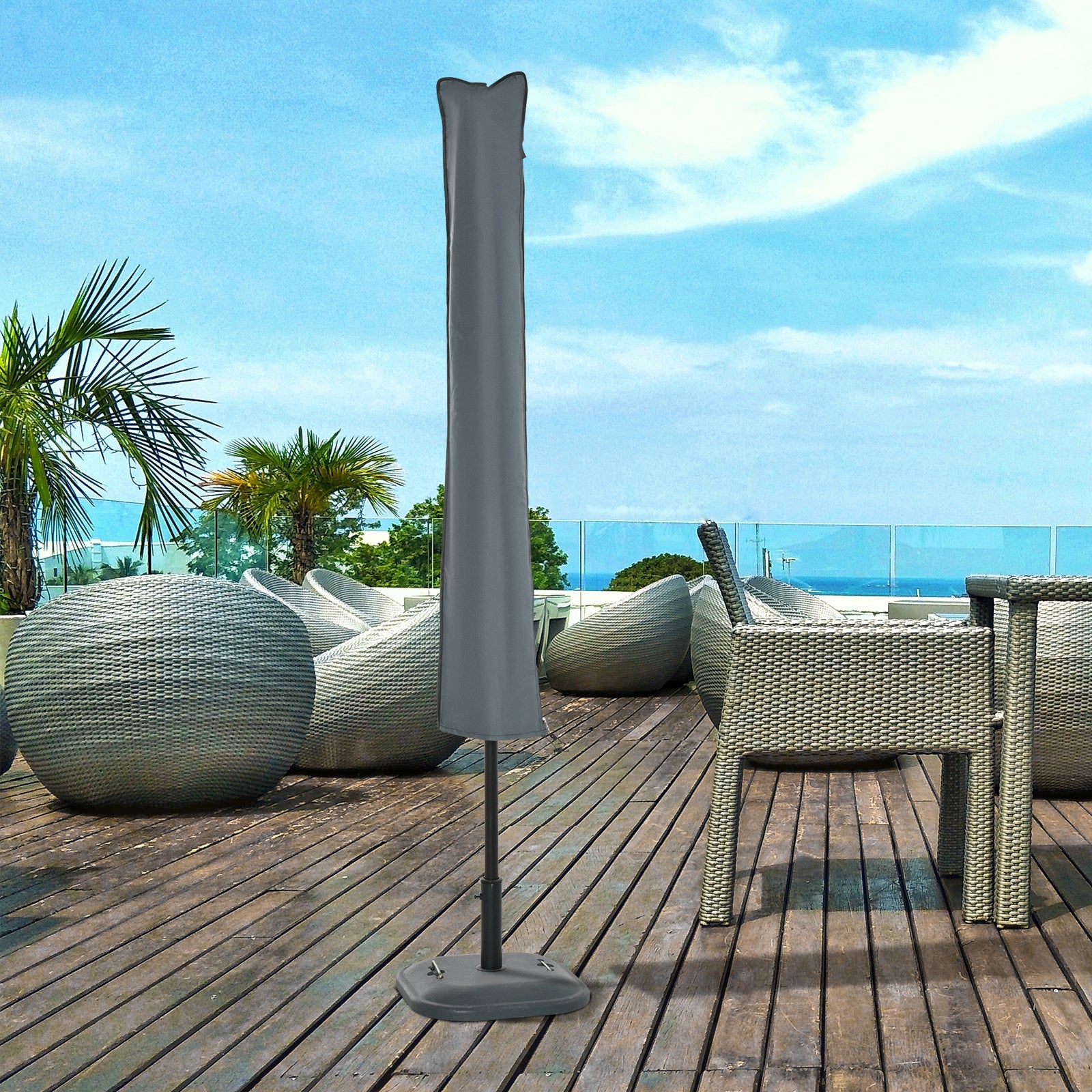 Waterproof Garden Offset Umbrella Cover with Zipper - Grey-1