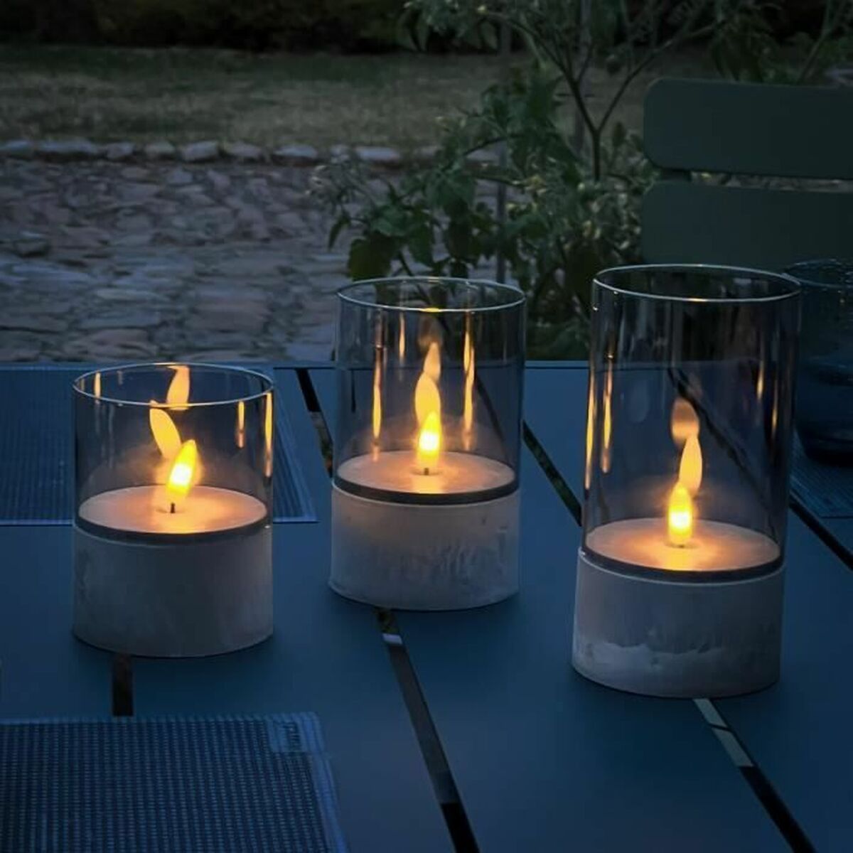 LED Candle Brilliant Grey Metal 3 Units-5