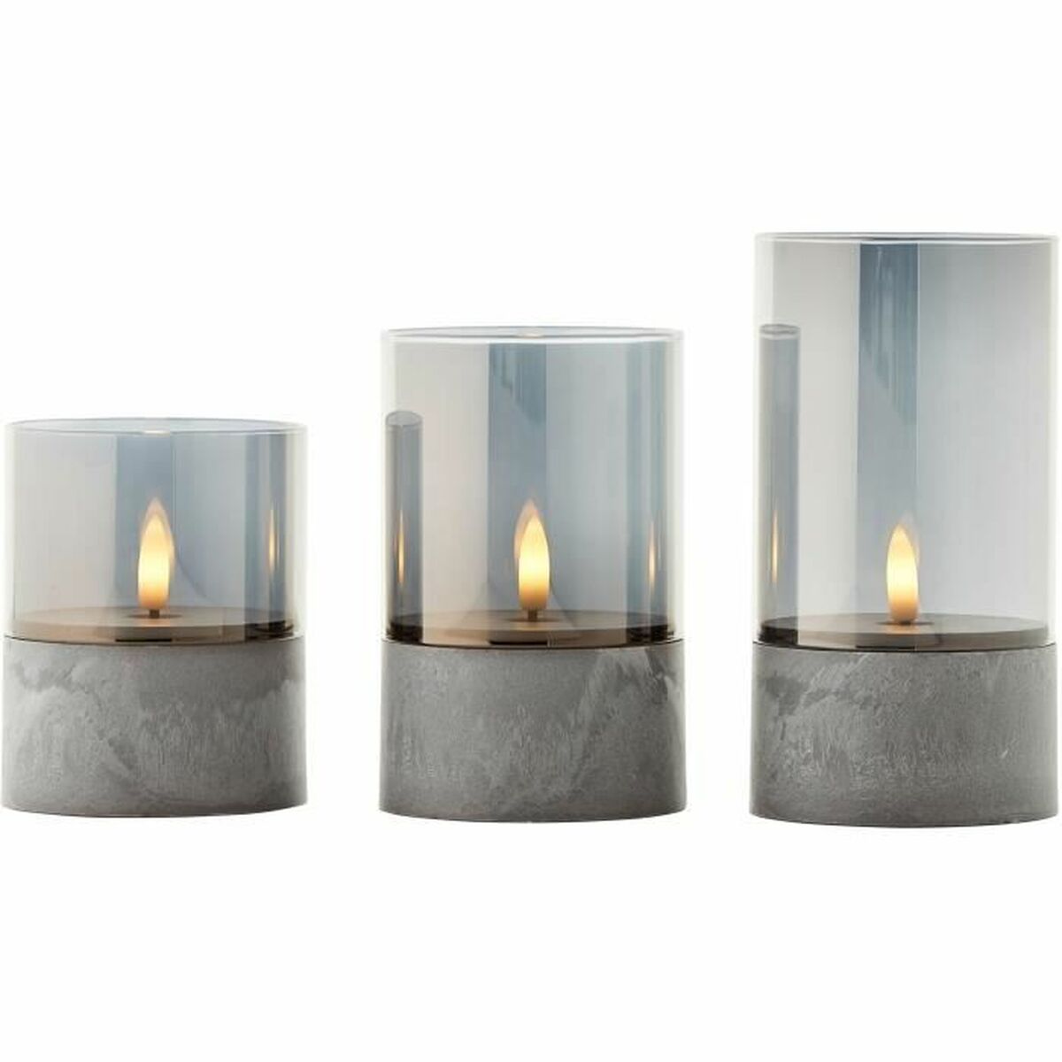 LED Candle Brilliant Grey Metal 3 Units-4
