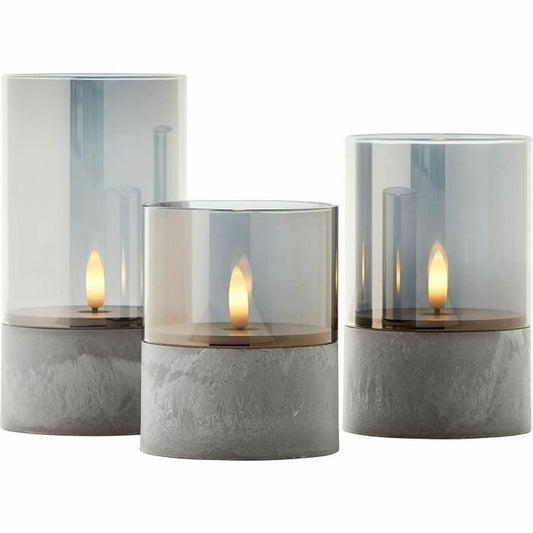 LED Candle Brilliant Grey Metal 3 Units-0
