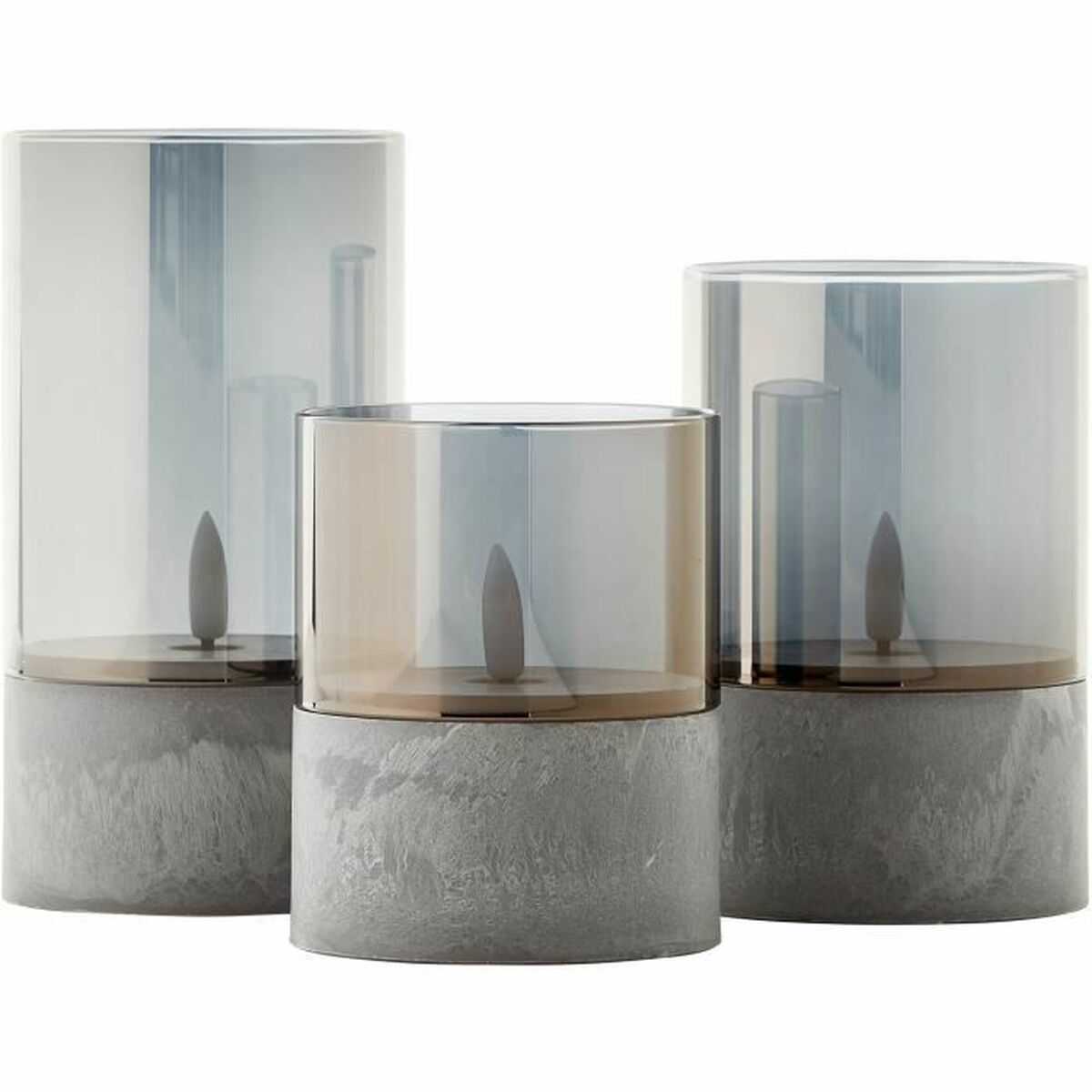 LED Candle Brilliant Grey Metal 3 Units-2