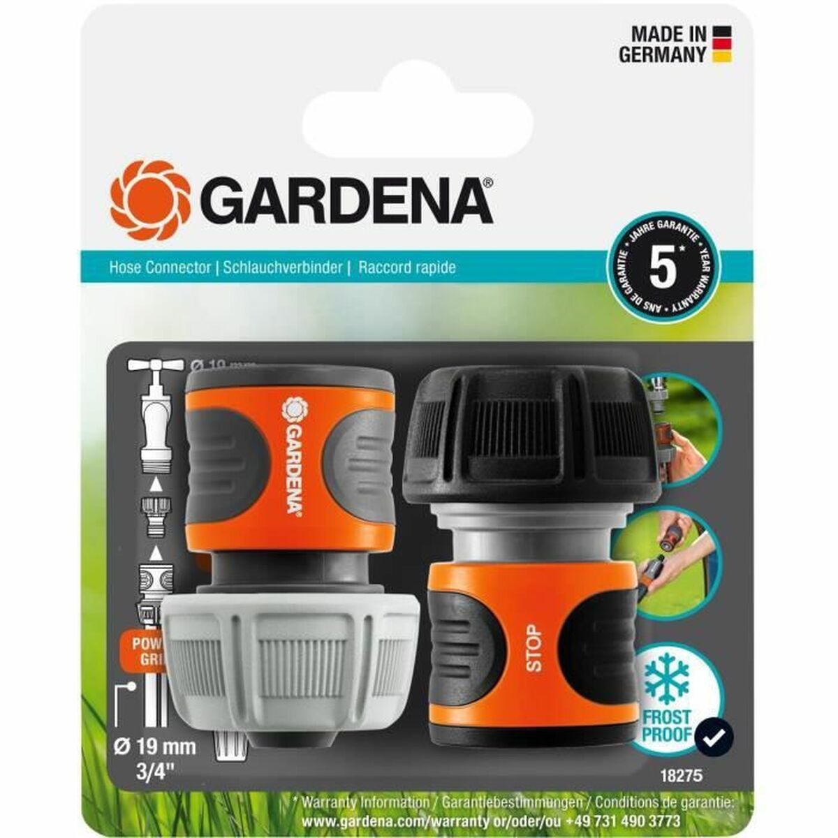 Hose connector Gardena Aquastop 18275-20 2 Units-0