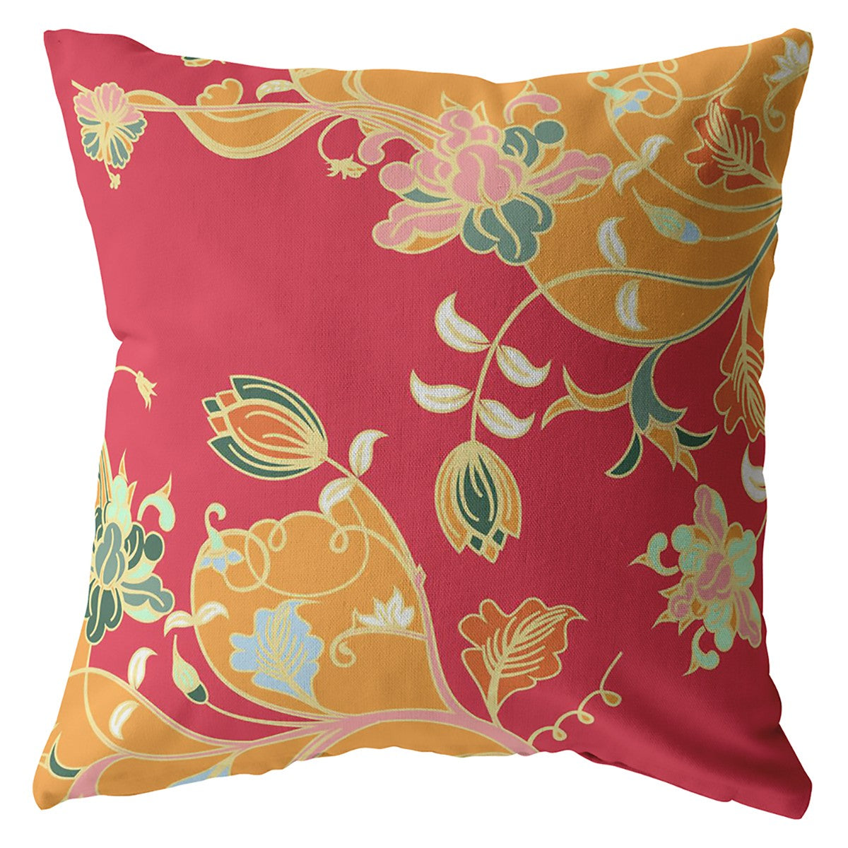18" Orange Red Garden Zippered Suede Throw Pillow-2