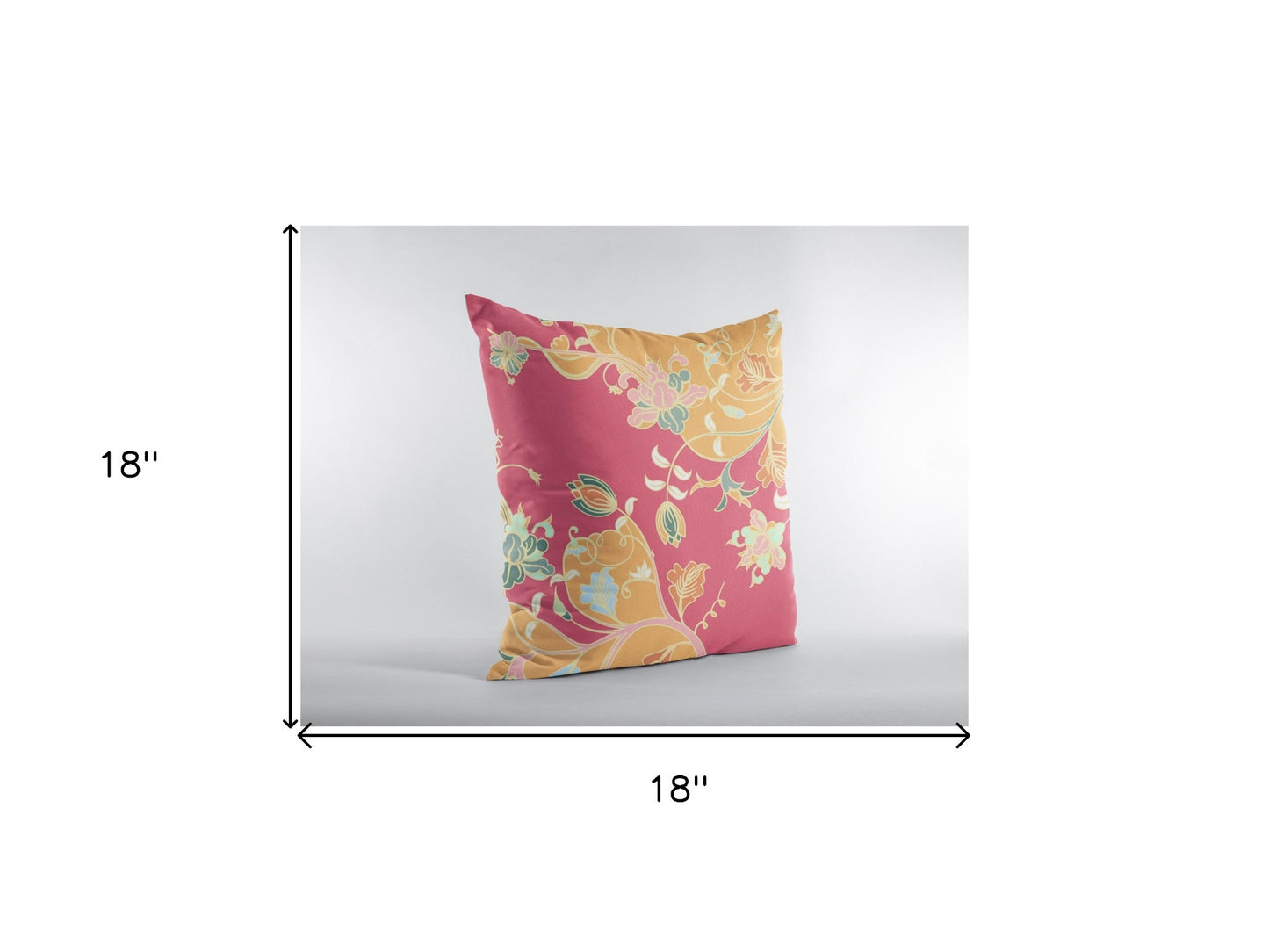 18" Orange Red Garden Zippered Suede Throw Pillow-5