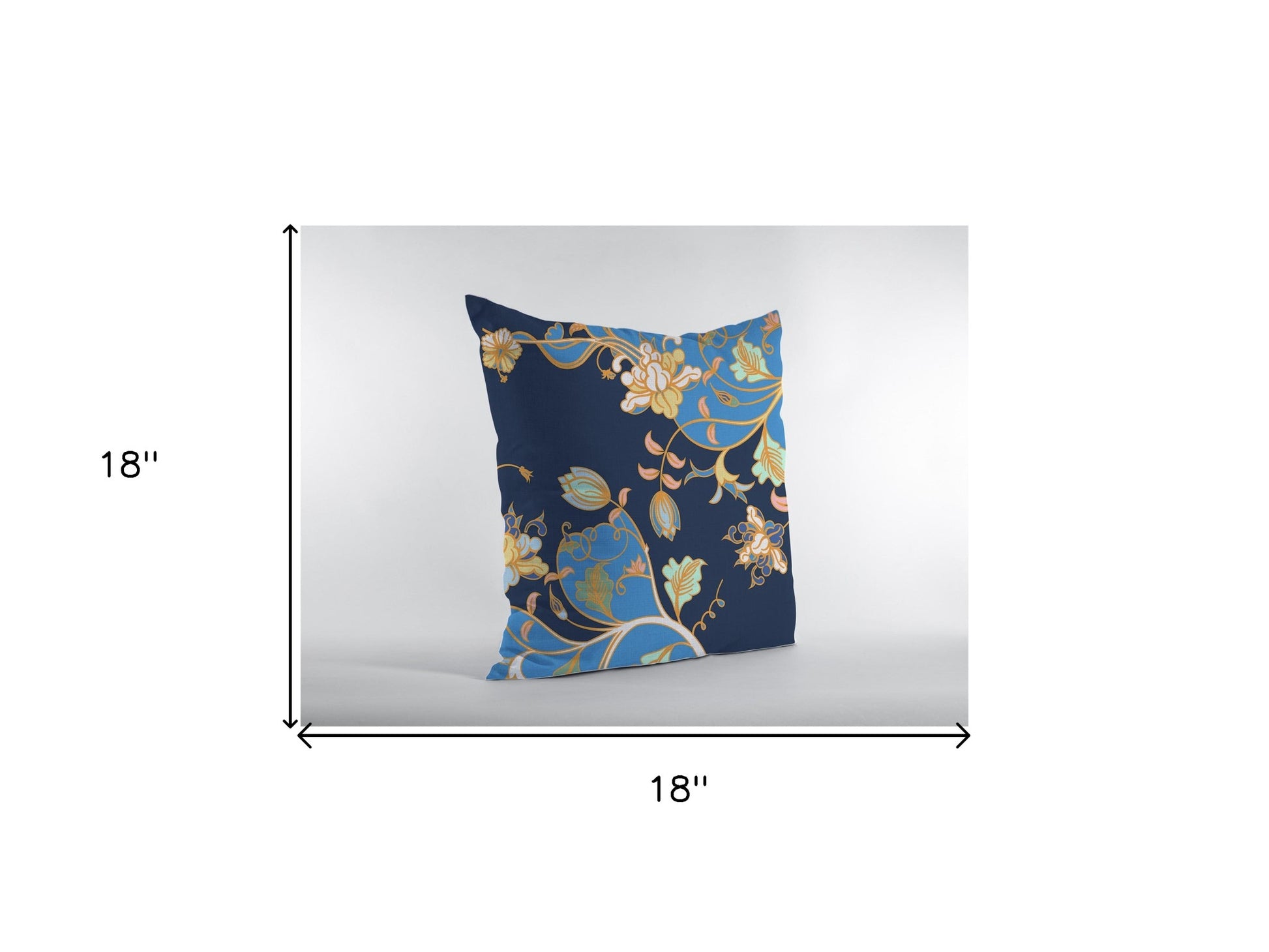 18" Navy Blue Garden Zippered Suede Throw Pillow-5