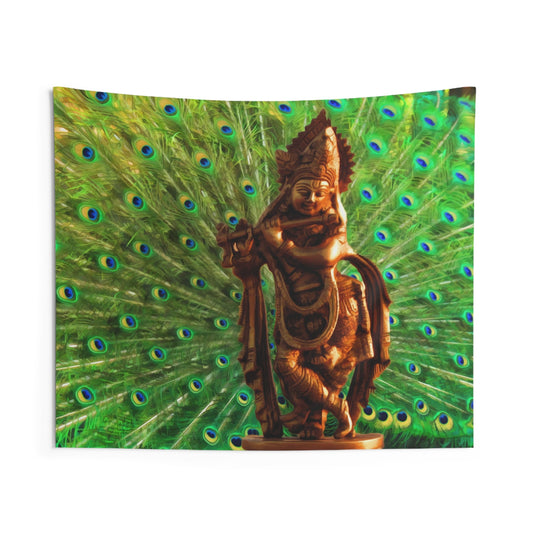 Pecock Feather Krishna Tapestry-0