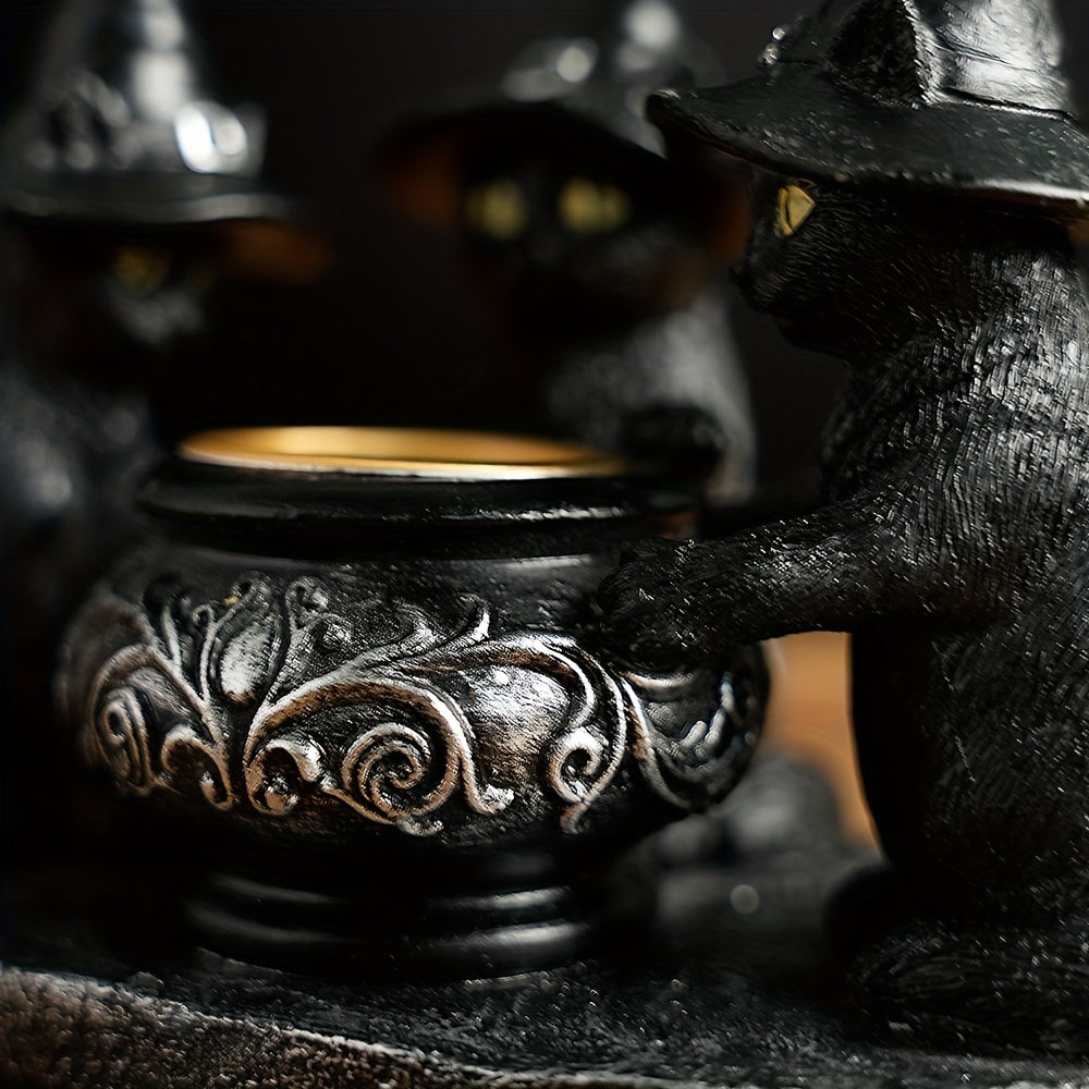 Halloween Witch Cat Sculpture Figurine-3