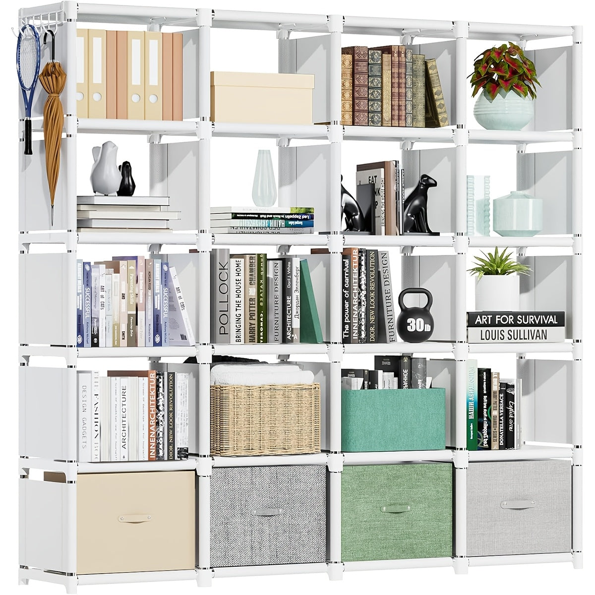Metal Bookshelf Storage Organizer (18 Grid)-4