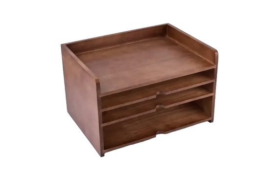 Vintage Solid Wood A4 Multi-layered File Organizer Box Rack-0