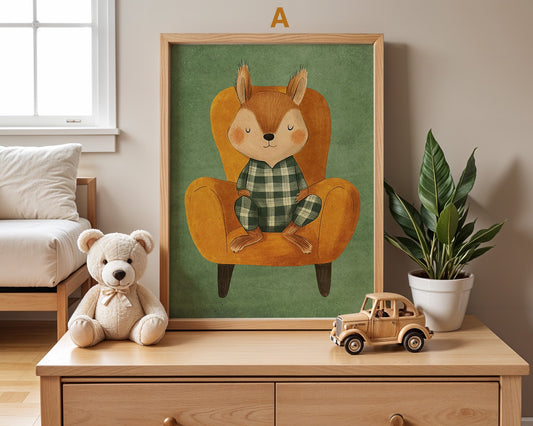 Poster Kinderzimmer · Geschenkidee für Kinder · Fuchs Koala Corgi Eichhörnchen Katze · Deko Print ohne Rahmen-1