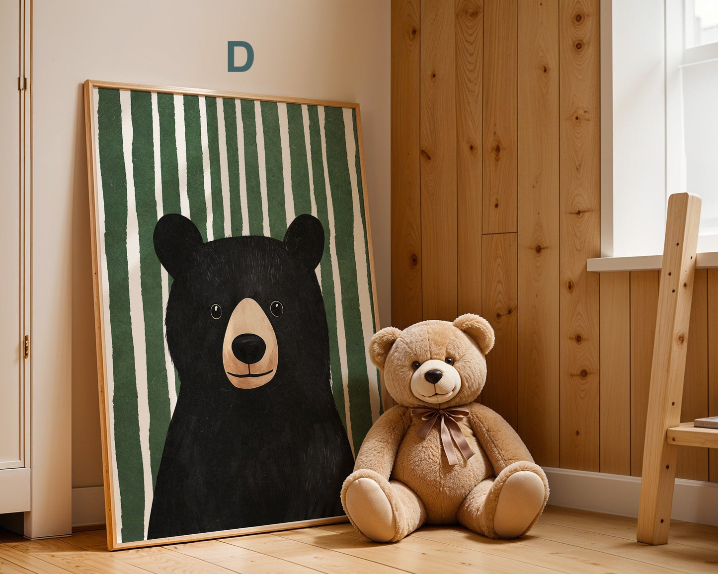 Poster Kinderzimmer Bär · Elefant · Fuchs · Katze · Geschenkidee für Kinder · Grün & Gelb · Waldtiere & Safari · Deko Print ohne Rahmen-5