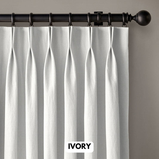 Pinch Pleated Woven Herringbone Linen Curtains UK - Natural Texture | Standard & Made to Measure-1