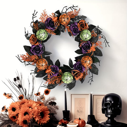 Halloween Wreath Roses and Spider Design-1