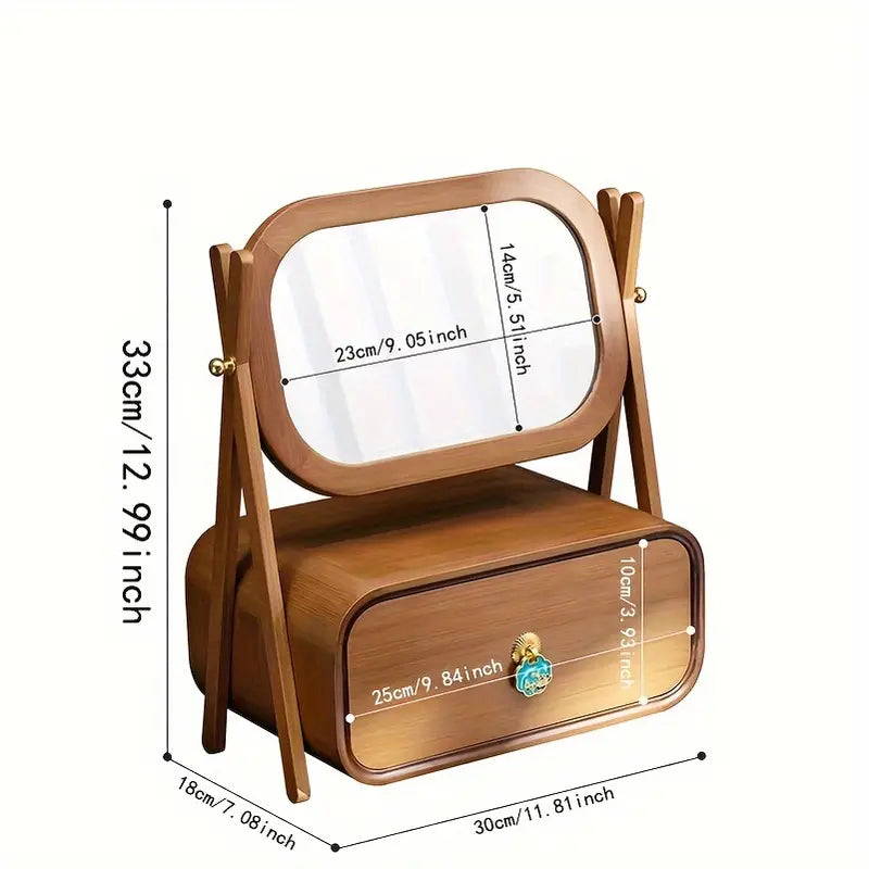 Classic High-Definition Makeup Mirror with Drawer-4