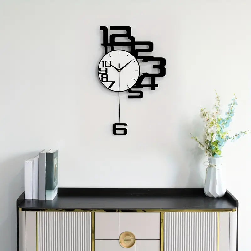 Modern Minimalist Metal Wood Wall Clock-2