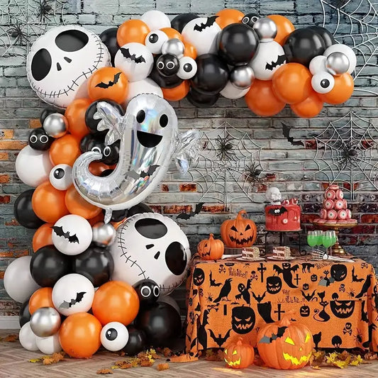 105pcs Balloon Garland Kit: Orange & Black with Ghost Skull Balloons for Nightmare Before Christmas, Day of the Dead, Baby Shower. Perfect for Christmas, Halloween Decor-1