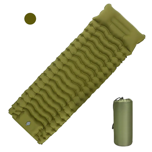 Ultimate Green Comfort Outdoor Inflatable Camping Mattress with Built-in Pillow-0