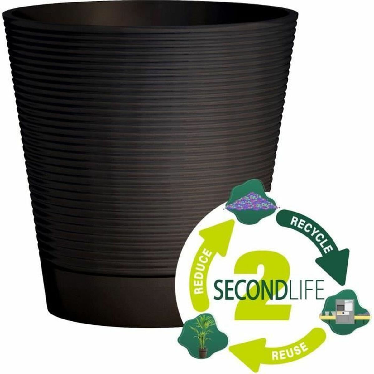 Self-watering flowerpot Garden ID Black 40 cm-2