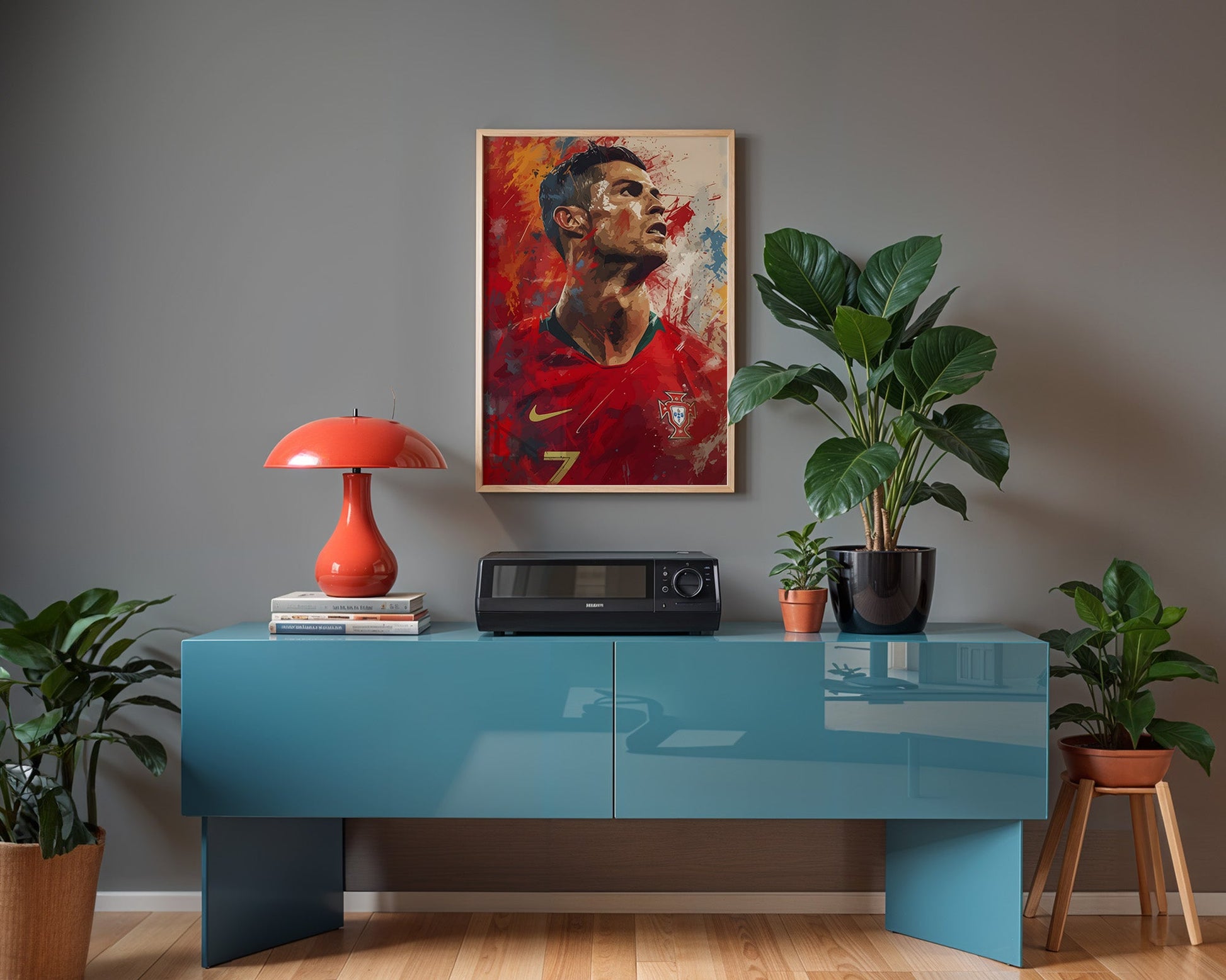 Fußball Legende Ronaldo Portugal · Dynamisches Kunstposter im Splash Art Stil · Wanddeko für Fans · Druck ohne Rahmen-3