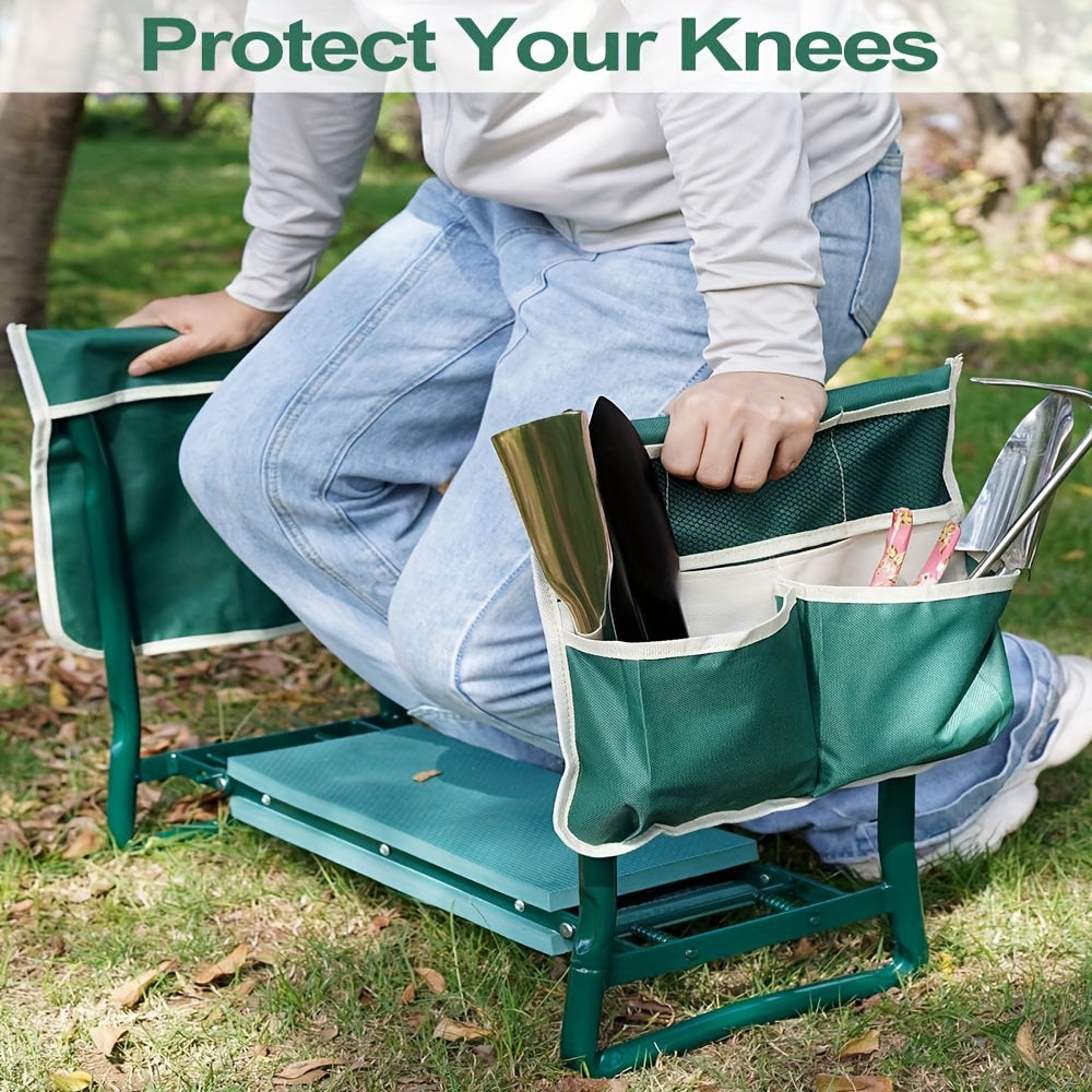 Garden Kneeling Chair with Cushion and Tool Bag-3
