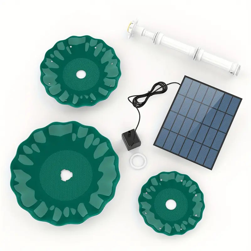 Solar-Powered 3 Tier Bird Bath Fountain Set-2