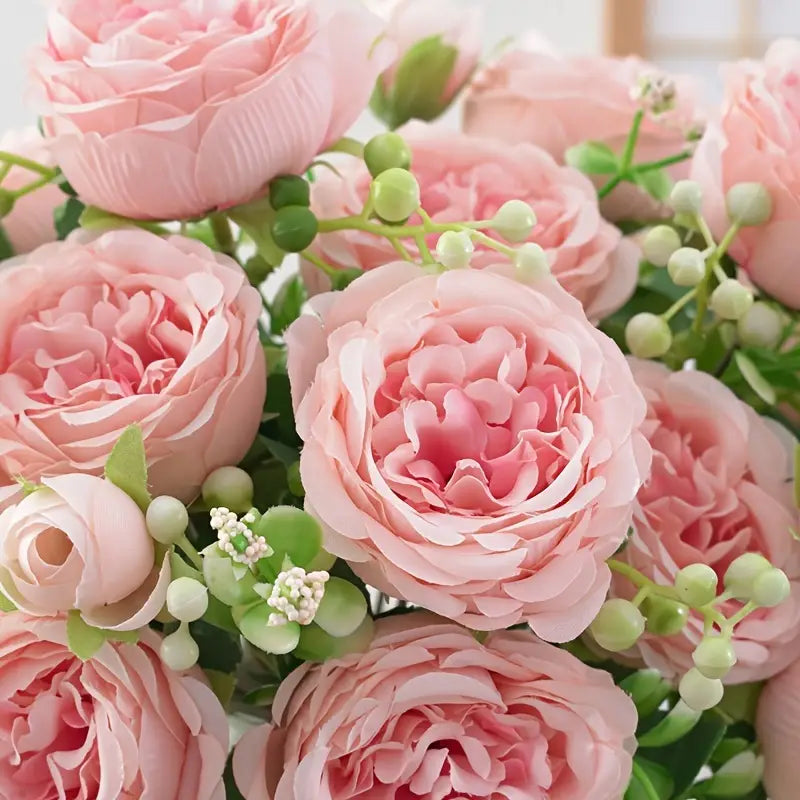 Realistic Light Pink Artificial Peony - Lifelike Home and Wedding Décor-2