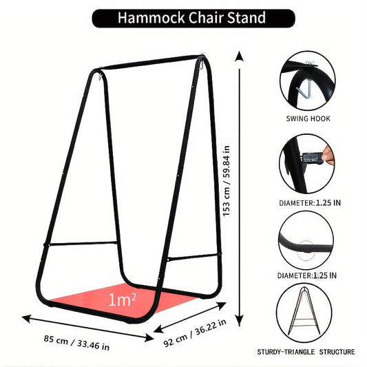 Hammock Chair With Metal Stand Indoor Outdoor Swing-1