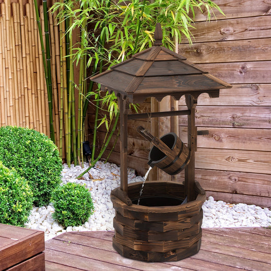 Fir Wood Outdoor Garden Wishing Well Waterfall Feature-1