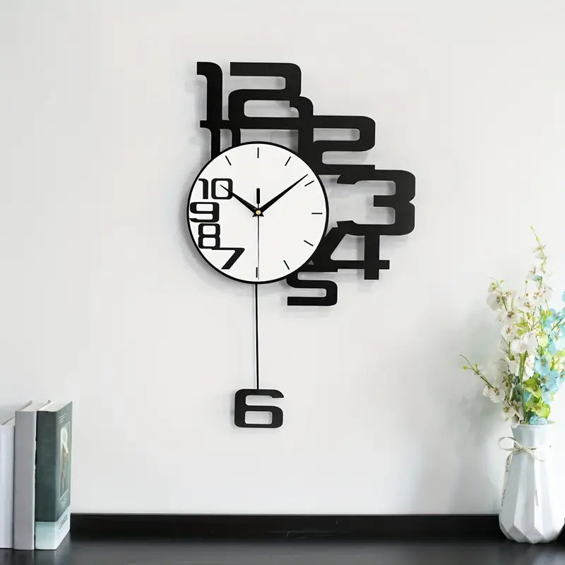 Modern Minimalist Metal Wood Wall Clock-1