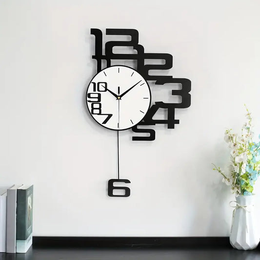 Modern Minimalist Metal Wood Wall Clock-1