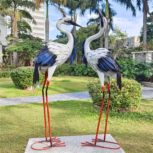 Crane Statues Iron Garden Decor (2pcs)-1