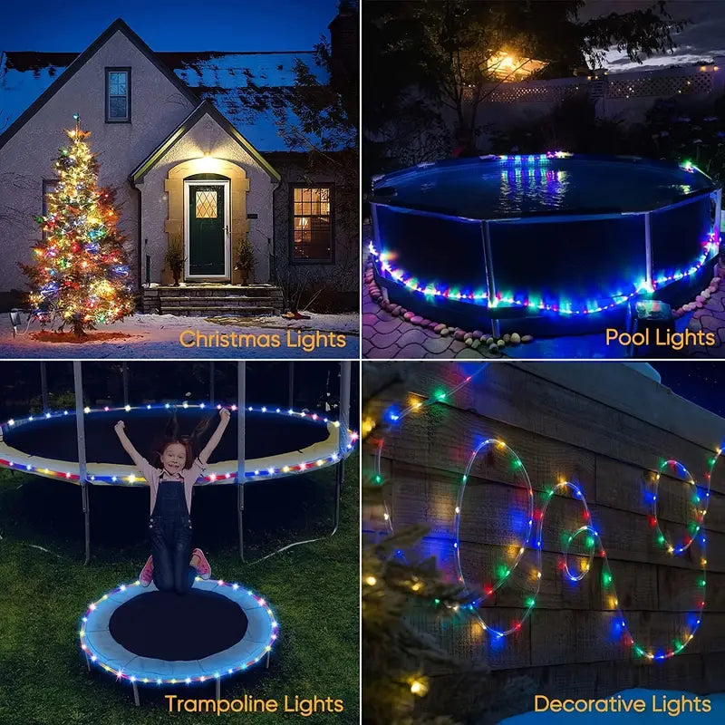 Outdoor Solar Rope Lights - 21.95m 200 LED String Lights with Remote-2