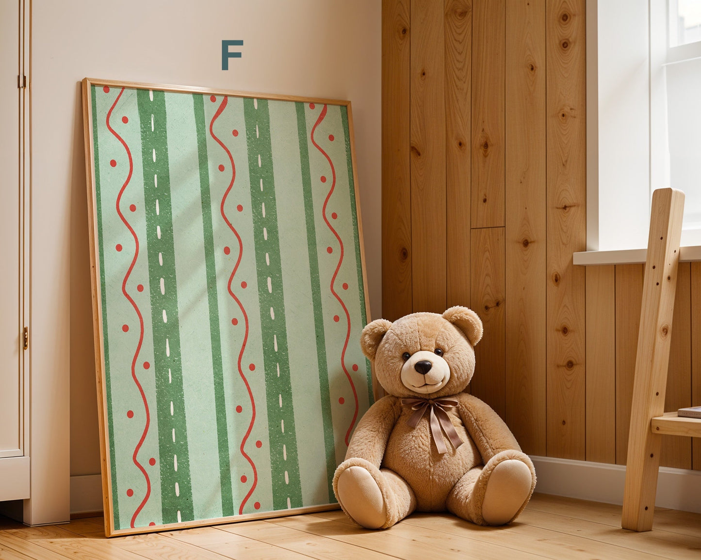 Poster Kinderzimmer Bär · Elefant · Fuchs · Katze · Geschenkidee für Kinder · Grün & Gelb · Waldtiere & Safari · Deko Print ohne Rahmen-7