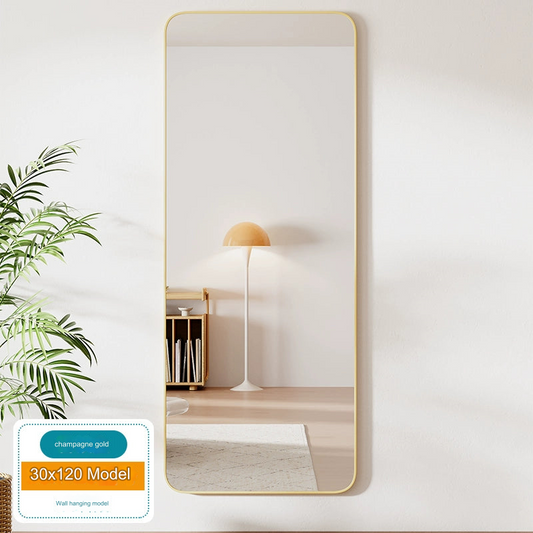Champagne Gold Wall-Mounted Full Body Mirror | 30x120 cm-1