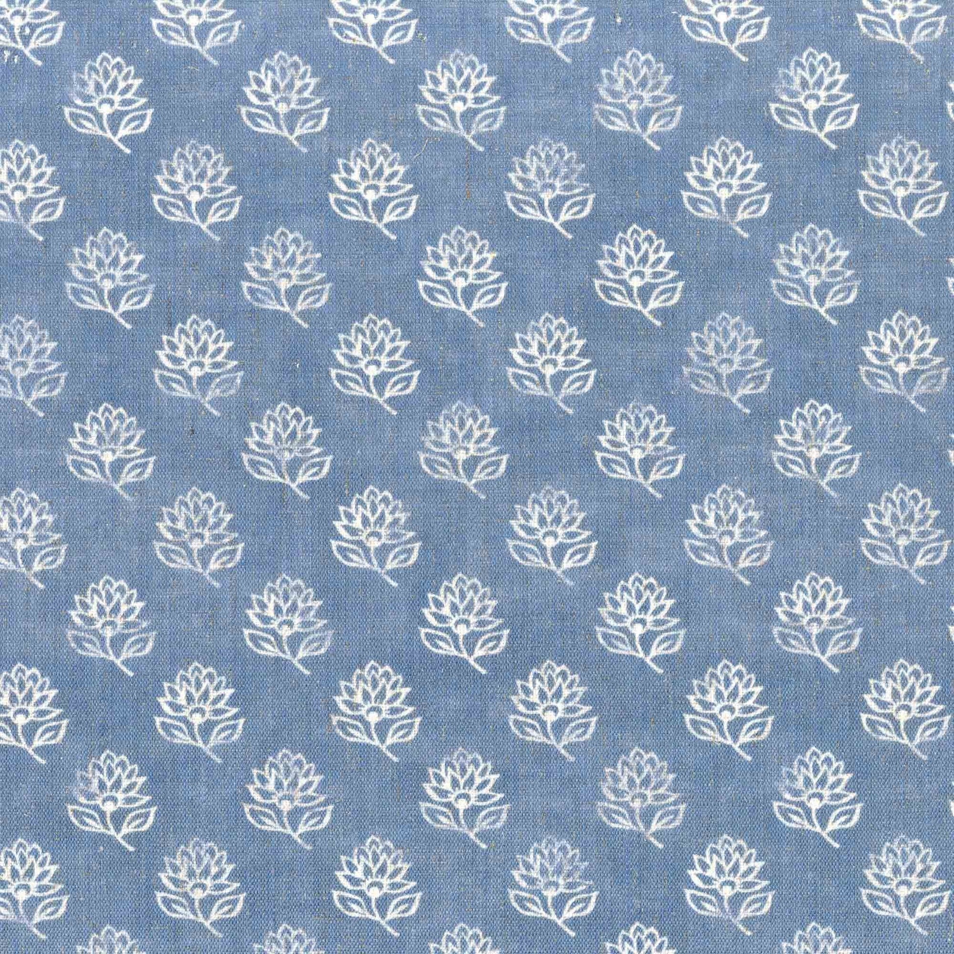Aurelia Block Print Floral Linen Curtains UK | 3 Colours | Custom Size, Blackout & Cotton Lined-3