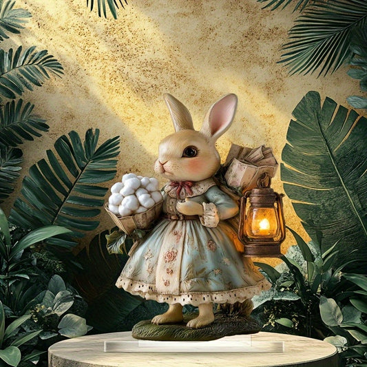 2D Boho Easter Bunny Acrylic Tabletop Statue-1