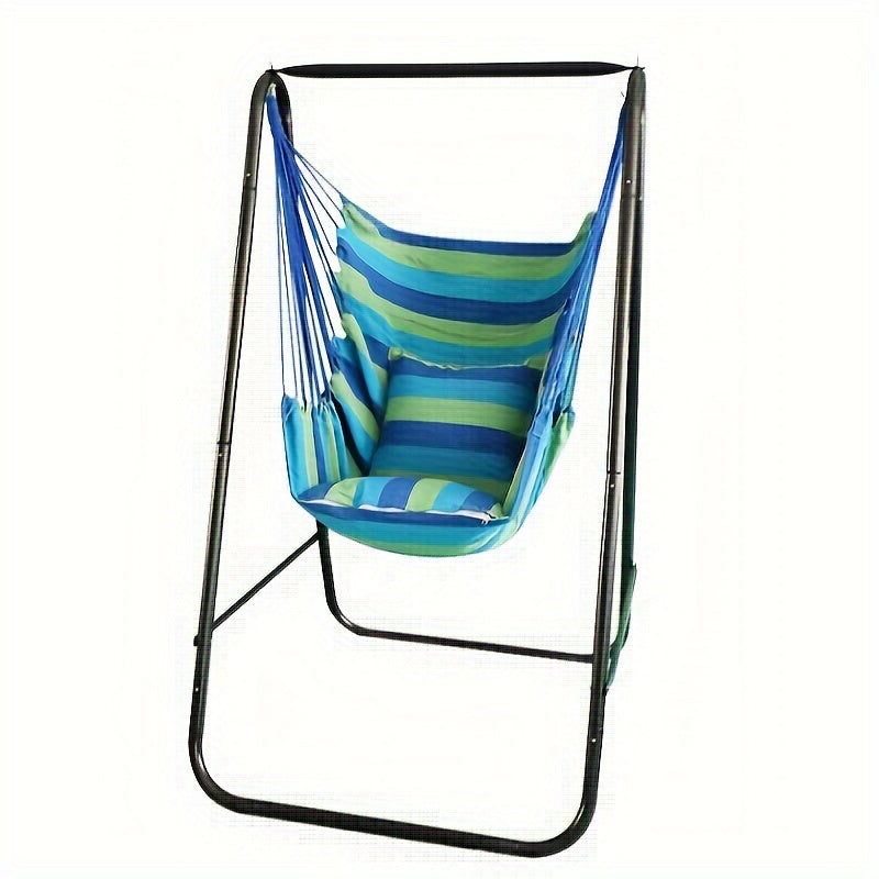 Hammock Chair With Metal Stand Indoor Outdoor Swing-0