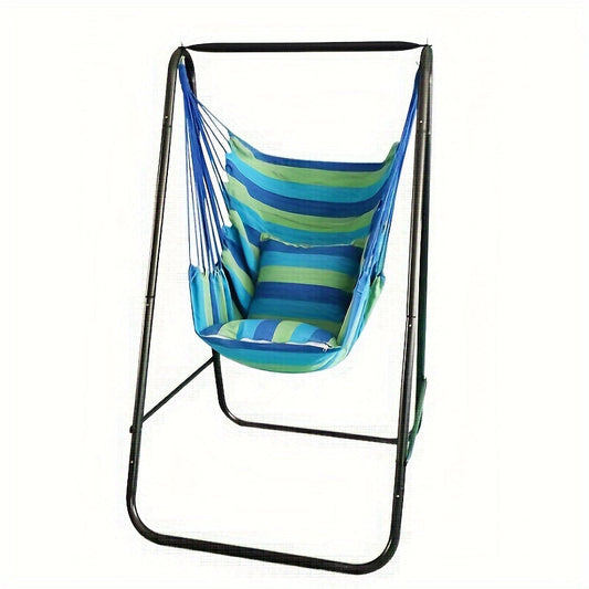 Hammock Chair With Metal Stand Indoor Outdoor Swing-0