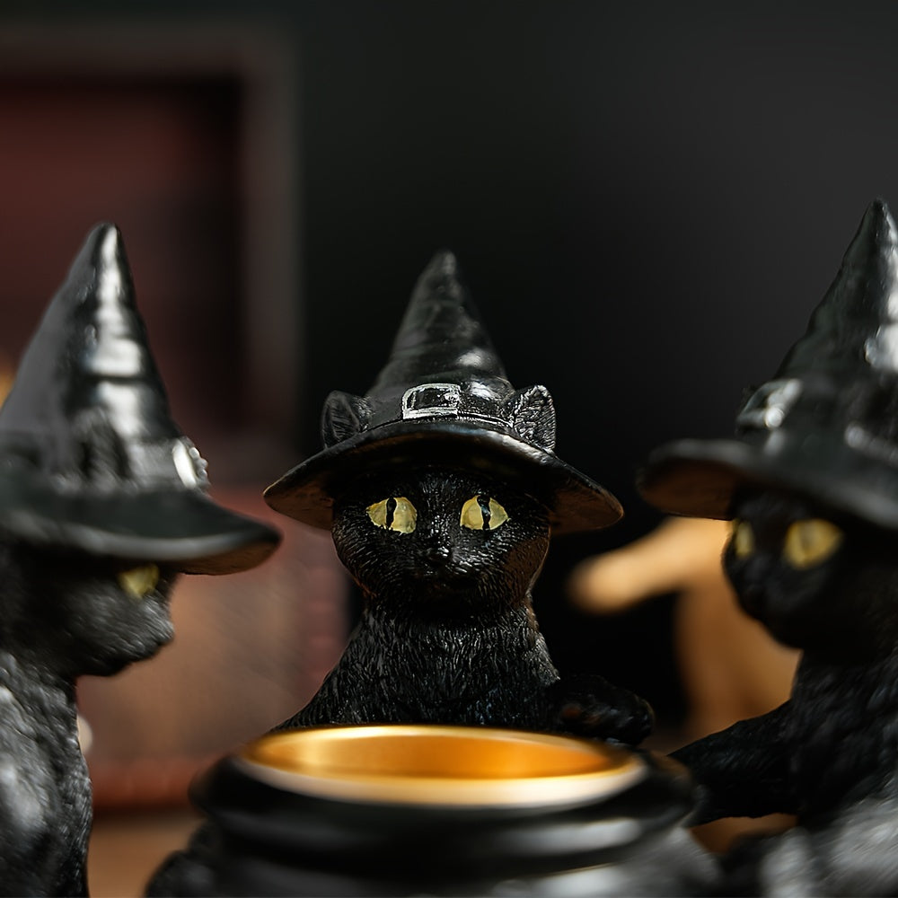 Halloween Witch Cat Sculpture Figurine-4